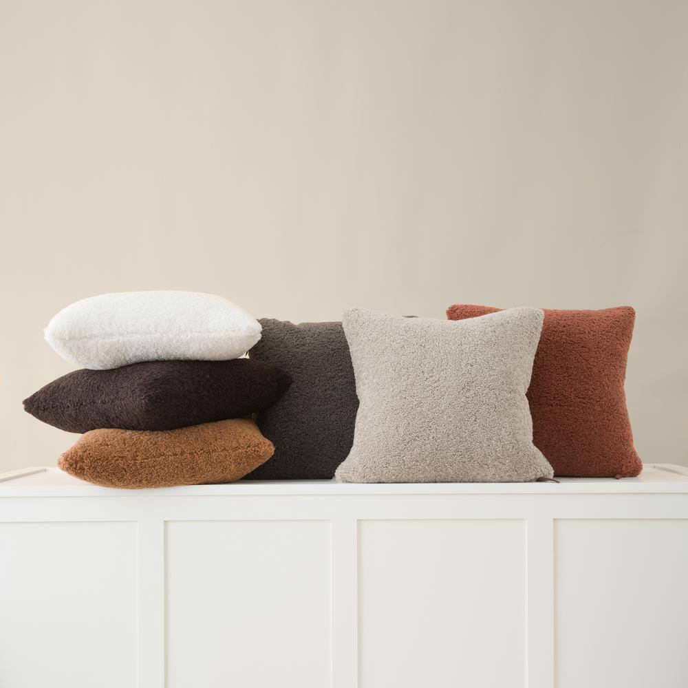 Gray Sherpalux Teddy Sherpa Square Throw Pillow 20" x 20"