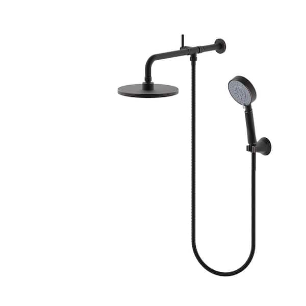 Single-Handle 5-Spray 1.8 GPM Shower Faucet with 8 in. Wall Mount Dual Round Shower Head in Oil Rubbed Bronze