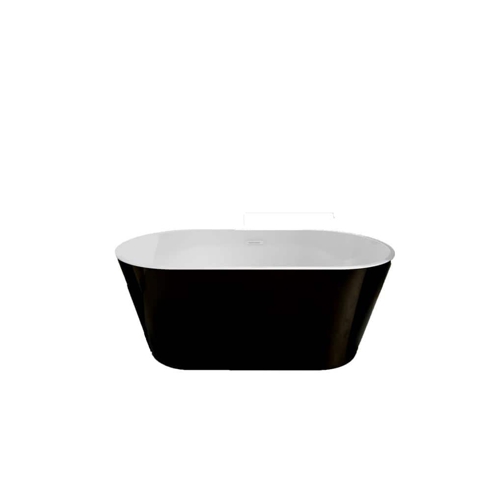 59 in. x 31.10 in. Soaking Bathtub with Center Drain in Black