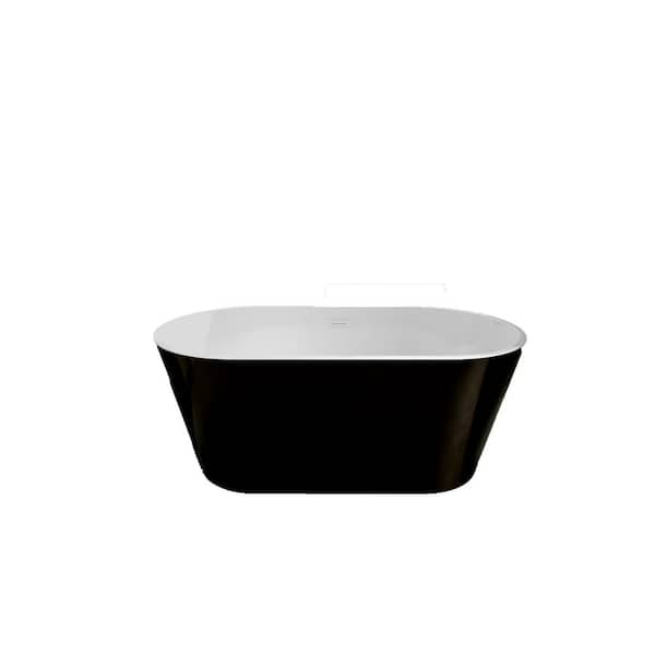 Aoibox 59 in. x 31.10 in. Soaking Bathtub with Center Drain in Black