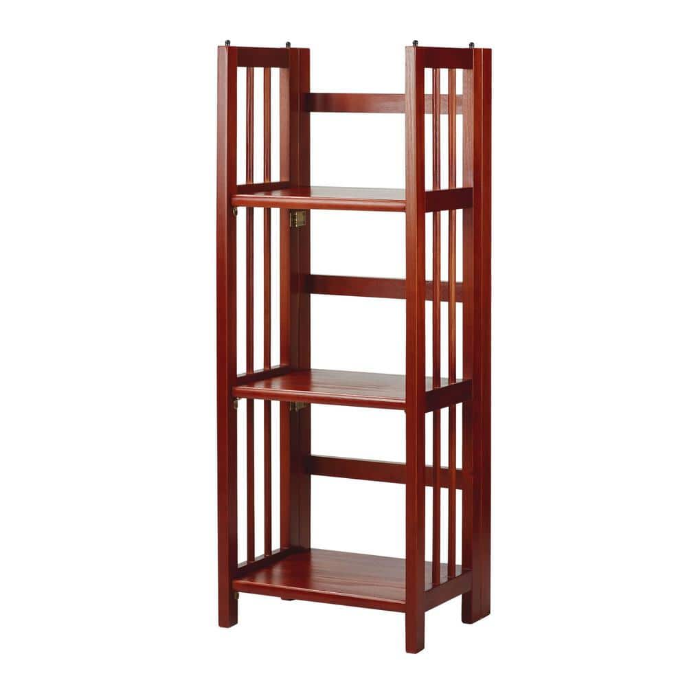 Casual Home Mahogany Solid Wood 14" Foldable 3-Shelf Bookcase