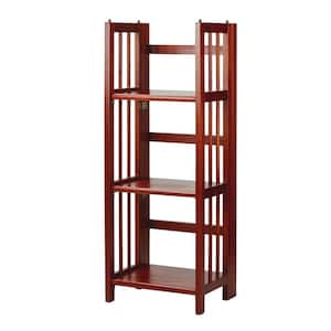 38 in. Mahogany Wood 3-shelf Folding Etagere Bookcase