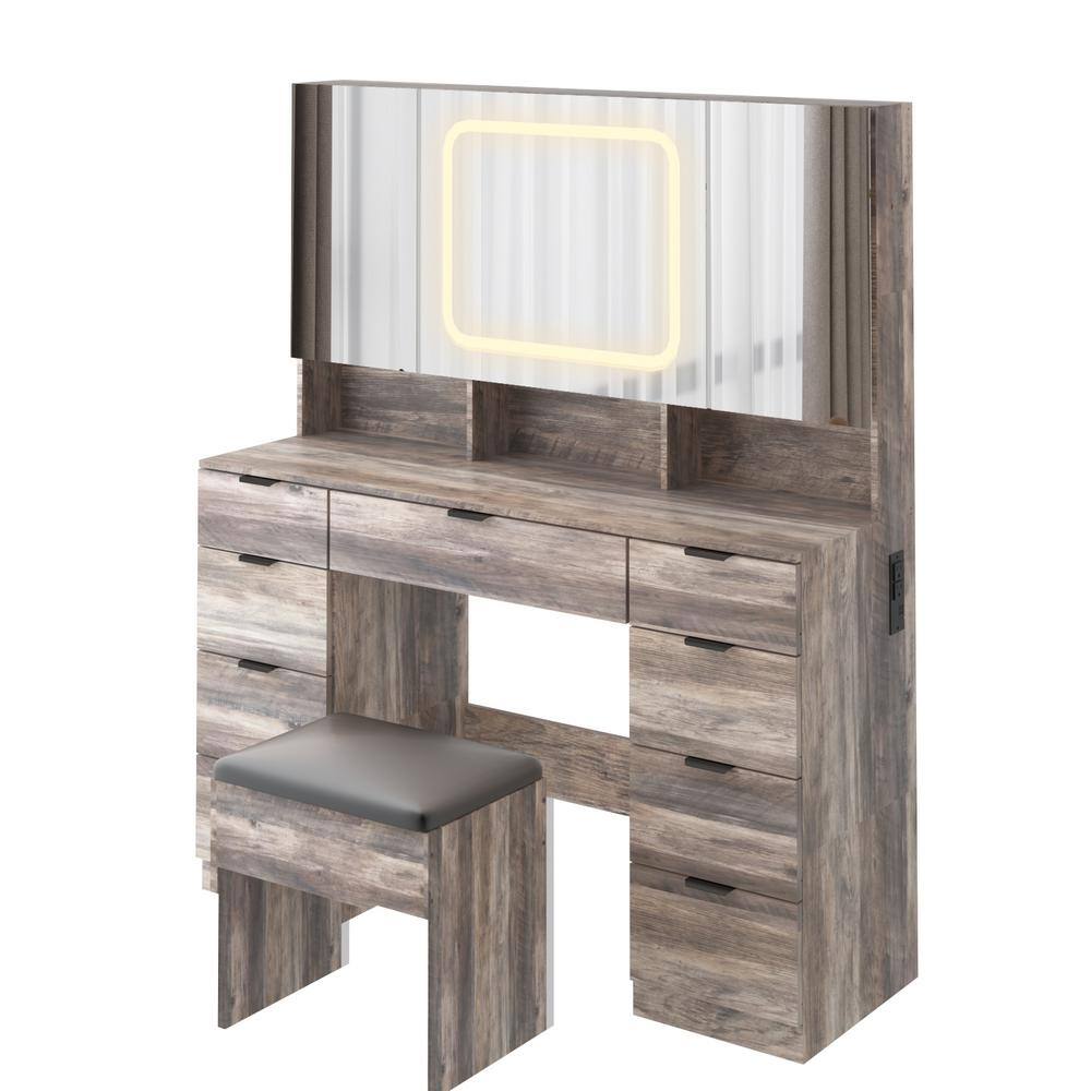 2-Piece White Makeup Vanity Set with Mirror Cabinet - thumbnail 10