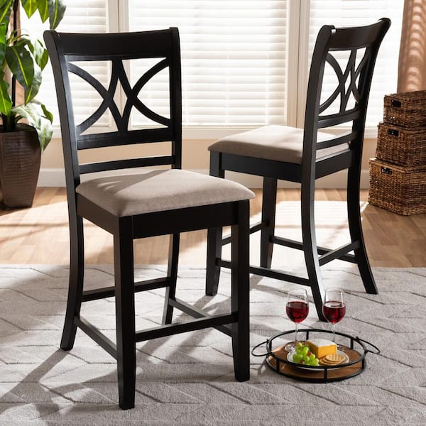 Chandler 25 in. Sand and Espresso Brown Pub Chair (Set of 2)