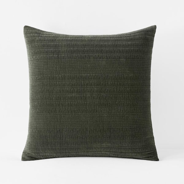 Legends Luxury Line Stitch Velvet Olive Cotton Euro Quilted Sham
