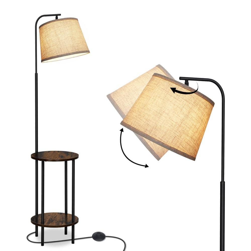 EDISHINE 62 in. Black 1-Light Farmhouse Column Floor Lamp for Living ...