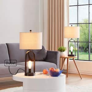 Chicago 26 in. Black Table Lamp Set with Outlet (Set of 2)
