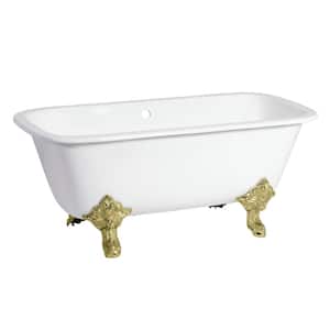 Aqua Eden Double Ended 67 in. Cast Iron Clawfoot Bathtub in Polished Brass