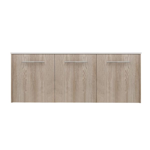 Unbranded 48 In.W X 18.11 In.D X 18.3 In. H Single Sink Wall Mounted Floating Bath Vanity in Oak with White Acrylic Top