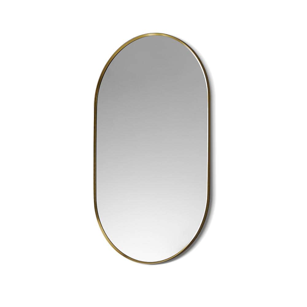 Ispra 36" Oval Bathroom Vanity Mirror in Brushed Gold
