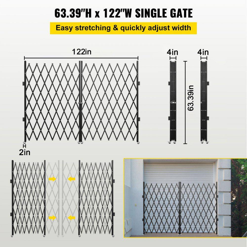 Black Metal Double Folding Security Gate for Commercial Use