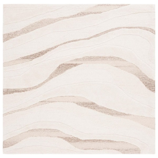 Fifth Avenue 6 ft. x 6 ft. Ivory/Beige Wavy Abstract Square Area Rug