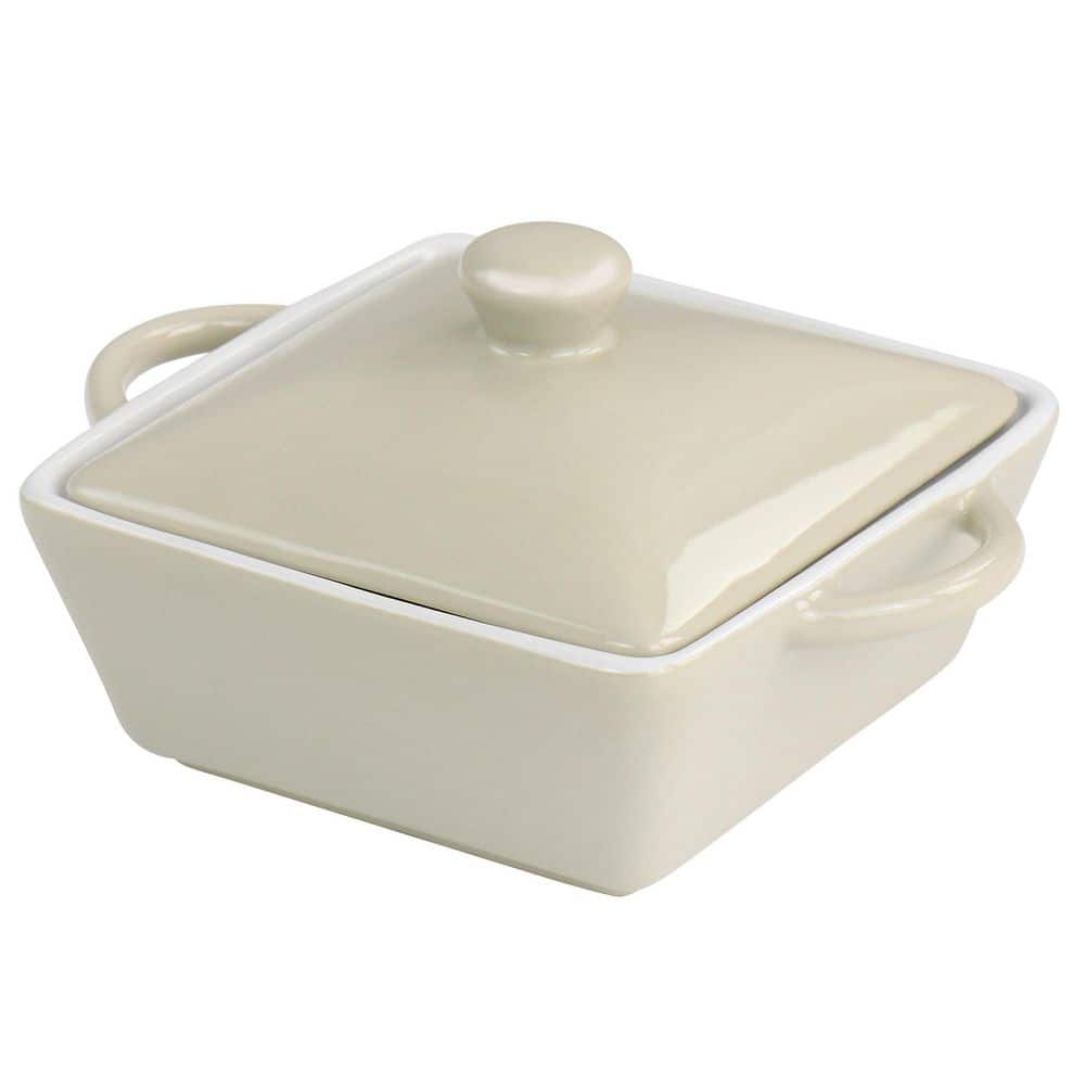 Beige Mini Stoneware Casserole with Lid