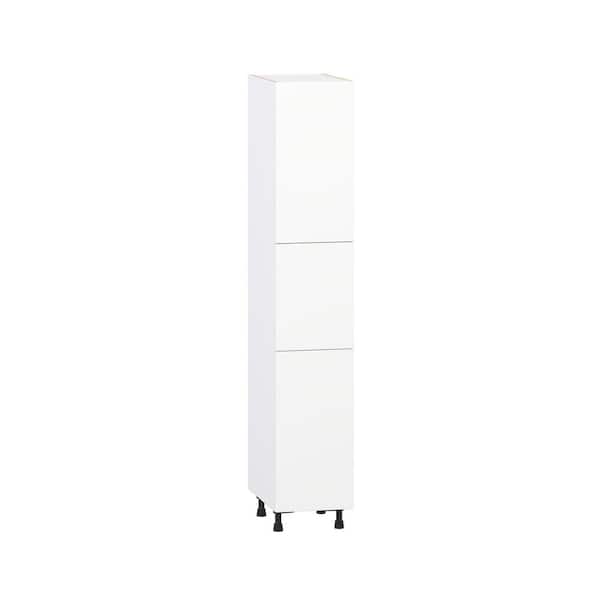 Timberline 15 in. W x 24 in. D x 84.5 in. H Assembled Slab Pantry Kitchen Cabinet in Bright White with 4-Shelves