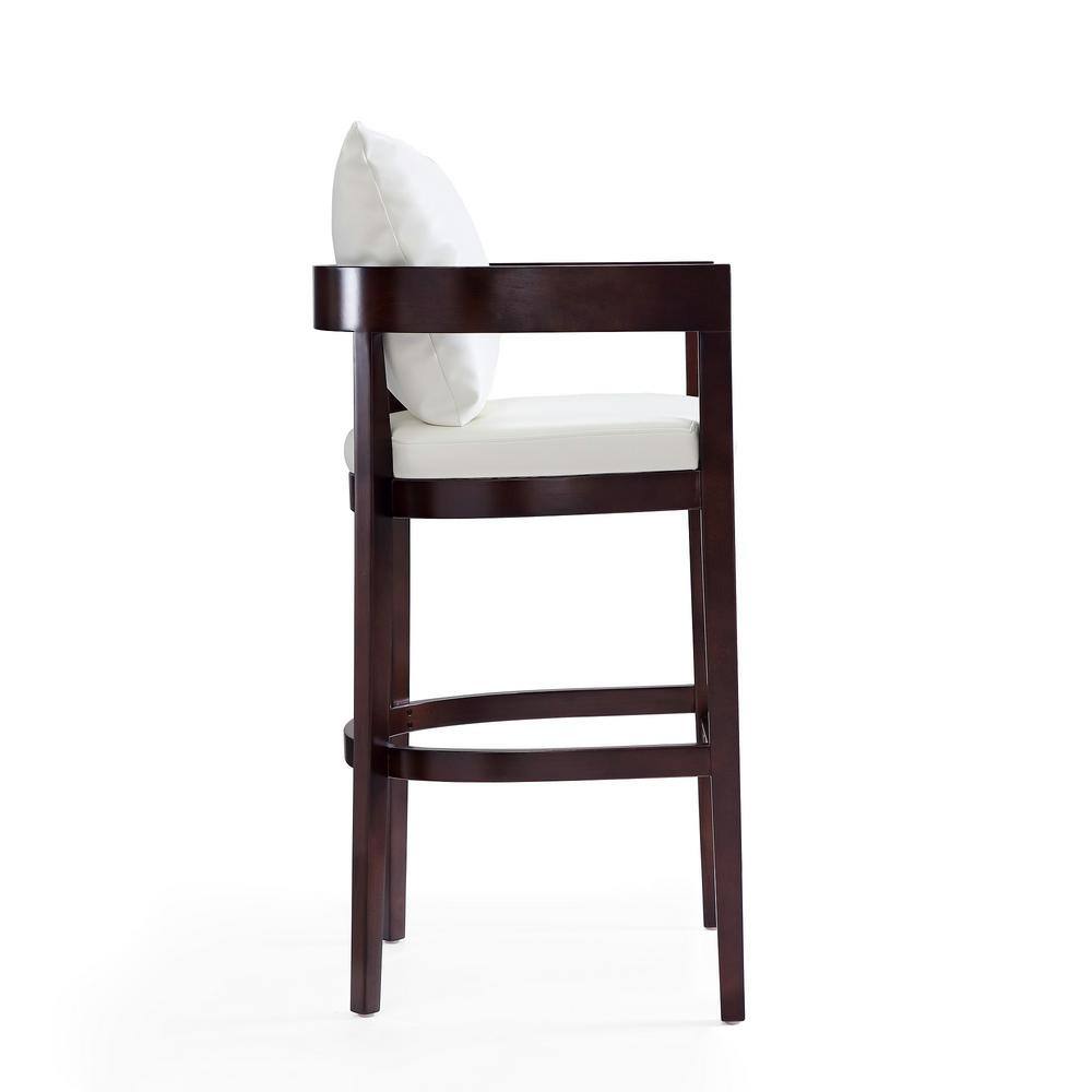 Manhattan Comfort Ritz Ivory Leather Beech Wood Barstool - 38"