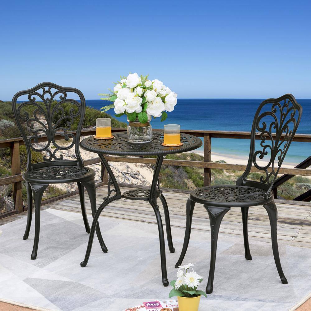 Nuu Garden 3-Piece Cast Aluminum Patio Bistro Set Rust-Proof Outdoor Furniture Set - 1