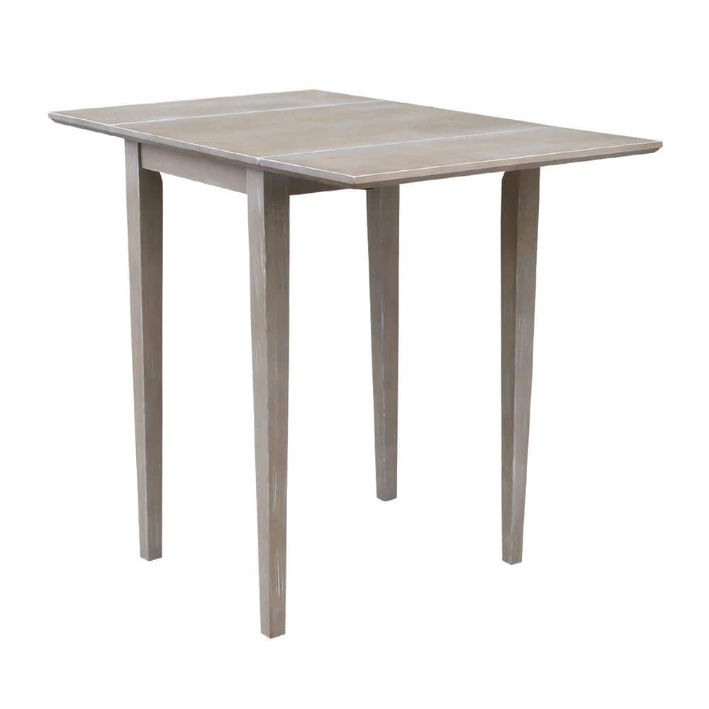 Elegant Washed Gray Taupe Solid Wood Extendable Dropleaf Dining Table
