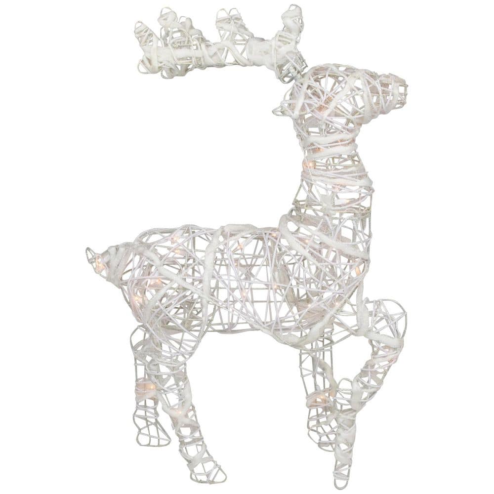 "30"" Lighted White Glittered Rattan Reindeer Outdoor Christmas Decoration" price history on PriceWatchPro