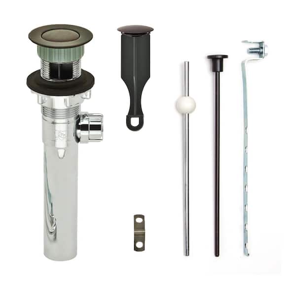 PF WaterWorks Bathroom Pop-Up Drain with Ball Rod, Chrome ABS Body w/ Overflow, 1.6-2" Sink Hole, Oil Rubbed Bronze