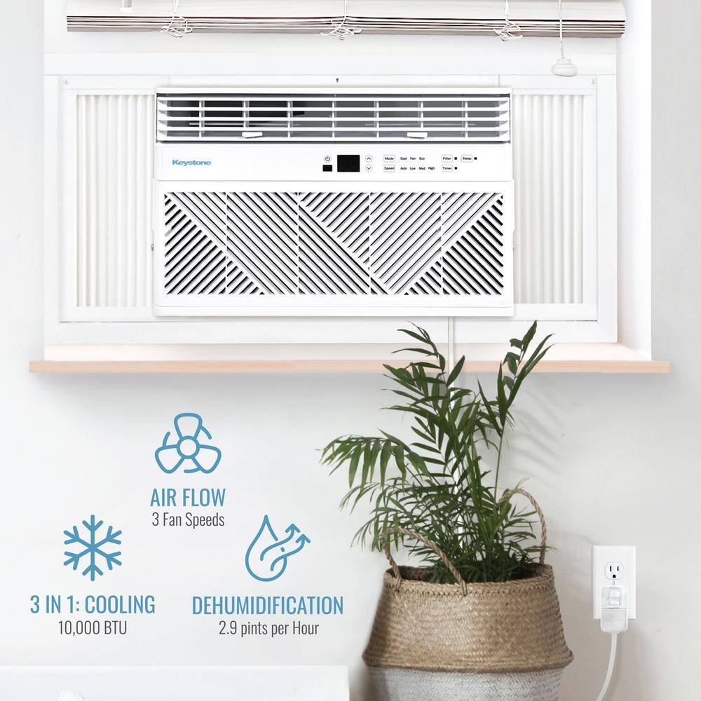 Keystone 10,000 BTU White Window Air Conditioner with Remote