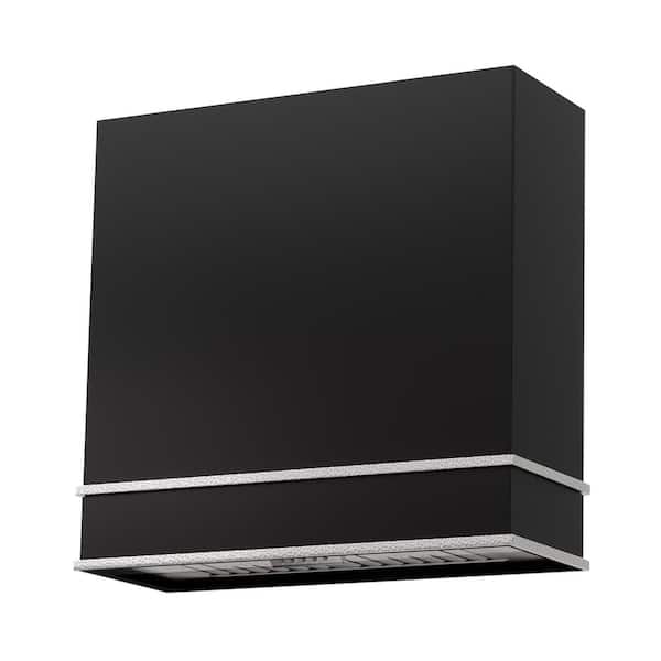 Akicon 30 in. Stainless Steel Ducted Wall Mount Range Hood with Powerful 600 CFM Vent Motor, 3-Speed, in Black with Nickel