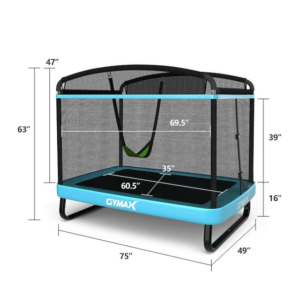6 ft. Blue Recreational Kids Trampoline W/Swing Safety Enclosure Indoor/Outdoor