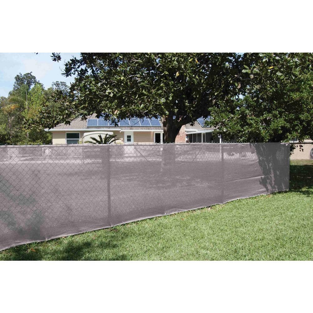 68 in. x 50 ft. Grey Mesh Fabric Privacy Fence Screen with Integrated Butto
