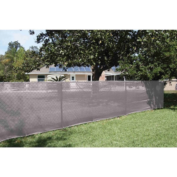 Unbranded 92 in. x 50 ft. Grey Mesh Fabric Privacy Fence Screen with Integrated Button Hole