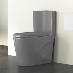 Reno 1-Piece 1.1/1.6 GPF Siphon Dual Flush Elongated ADA Chair Height Toilet in Glacier Gray, Seat Included