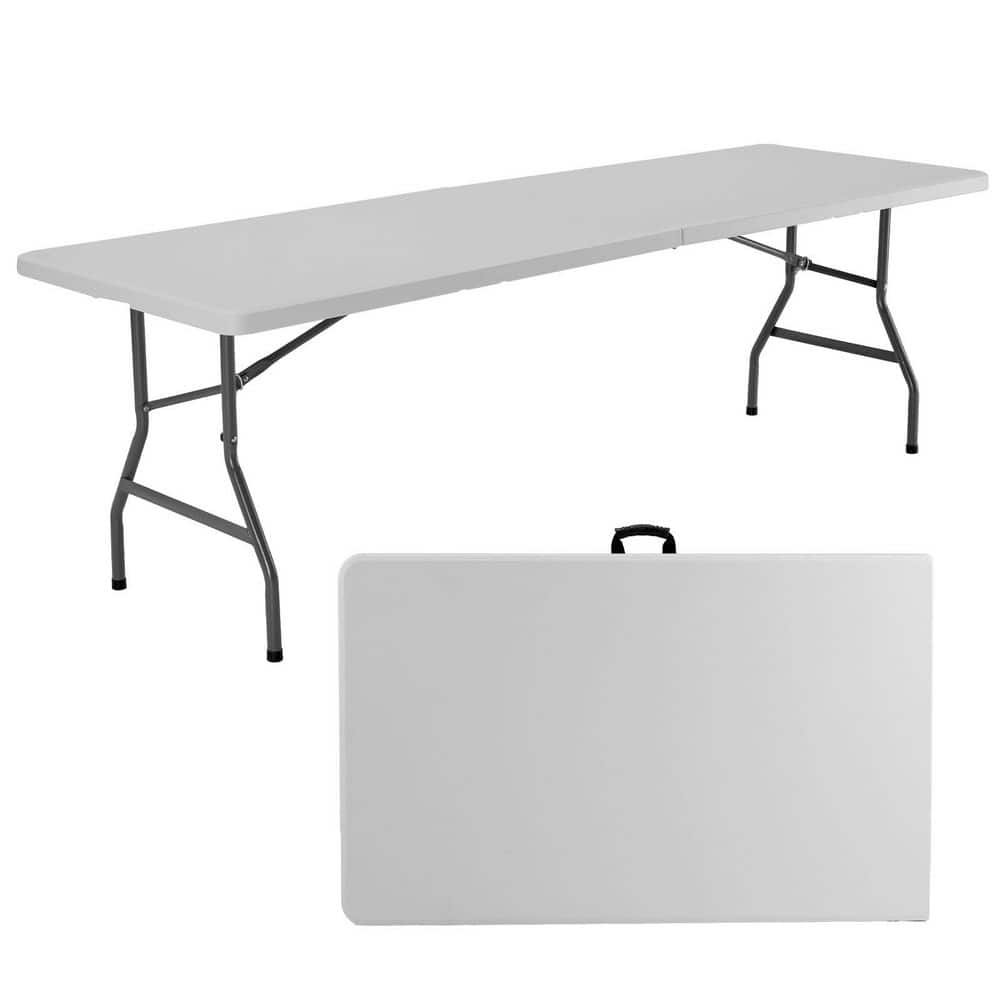 94.49 in. White Outdoor Rectangle Steel Lightweight Folding Picnic Table, P