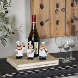 White Polystone Chef Sculpture (Set of 3)