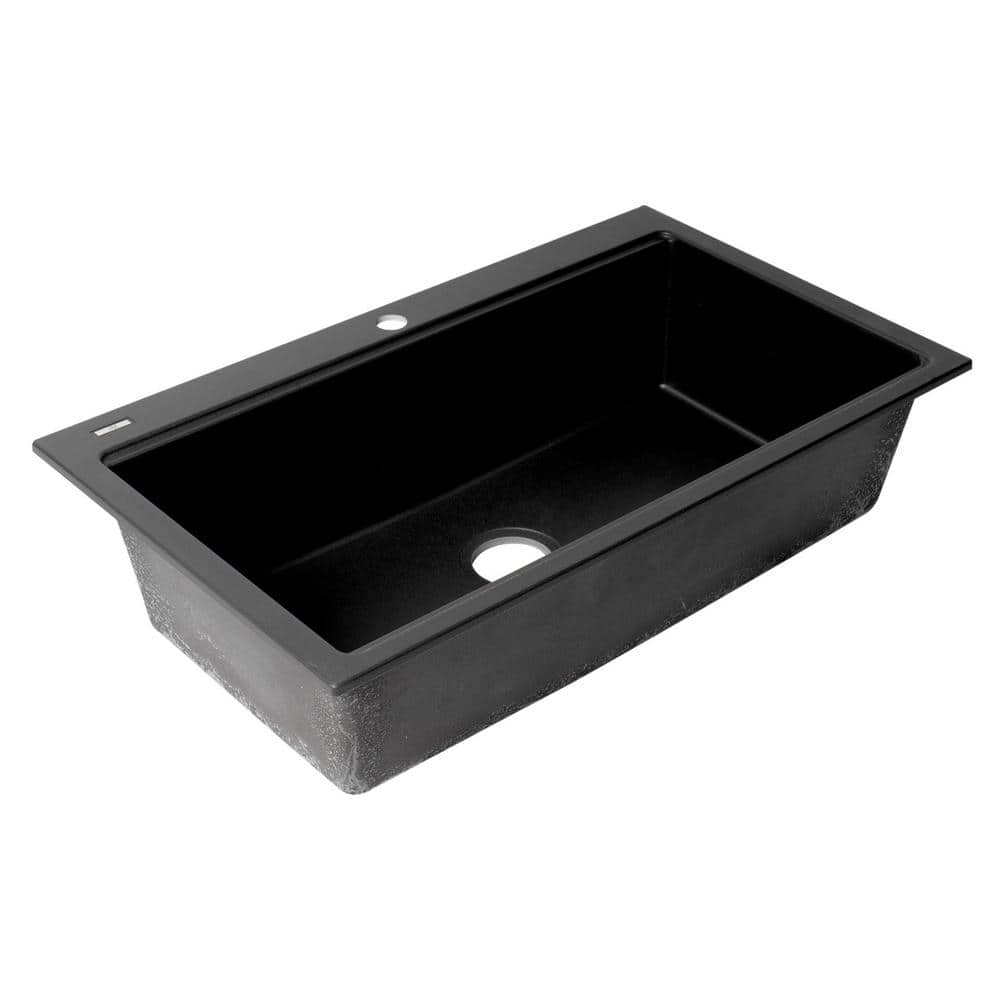 34'' Matte Black Granite Composite Single Bowl Kitchen Sink