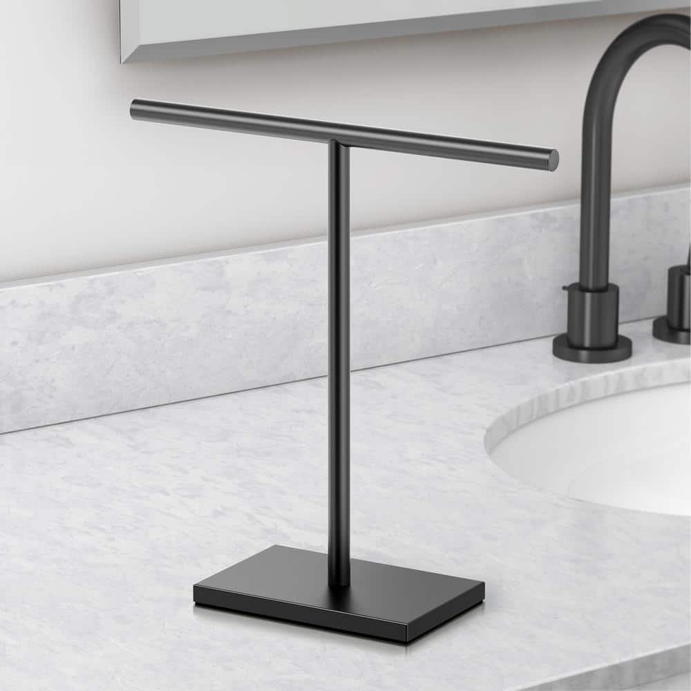 Matte Black Freestanding Countertop Hand Towel Holder with Weighted Base