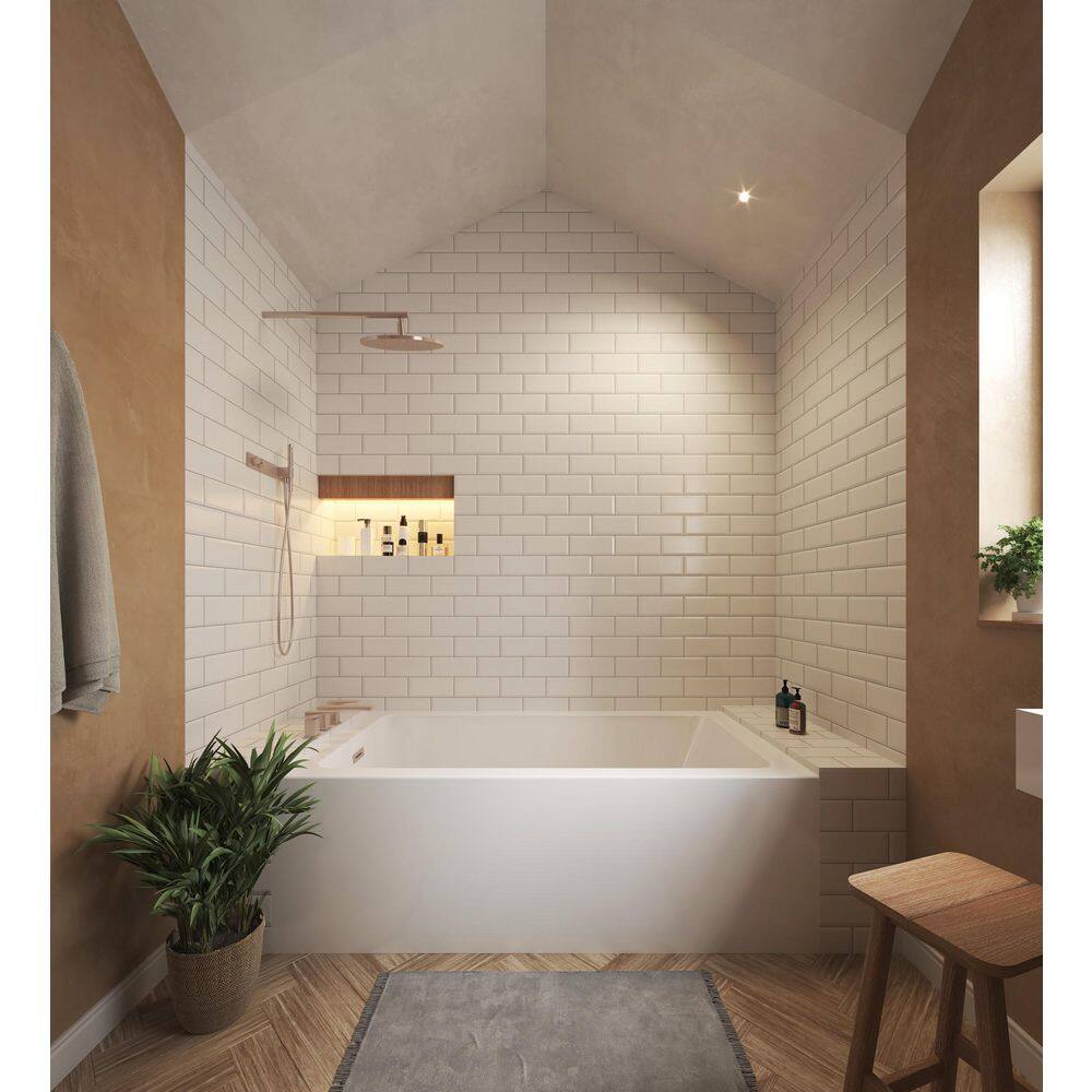 Grayley 66 in. x 36 in. Soaking Alcove Bathtub with Left Drain in White with Brushed Nickel Trim price history on PriceWatchPro