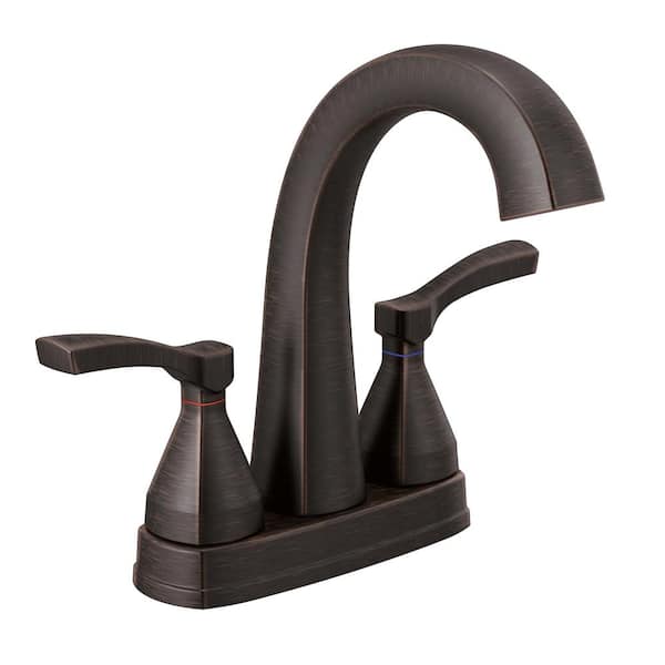 Delta Stryke 4 in. Centerset 2-Handle Bathroom Faucet with Metal Drain Assembly in Venetian Bronze