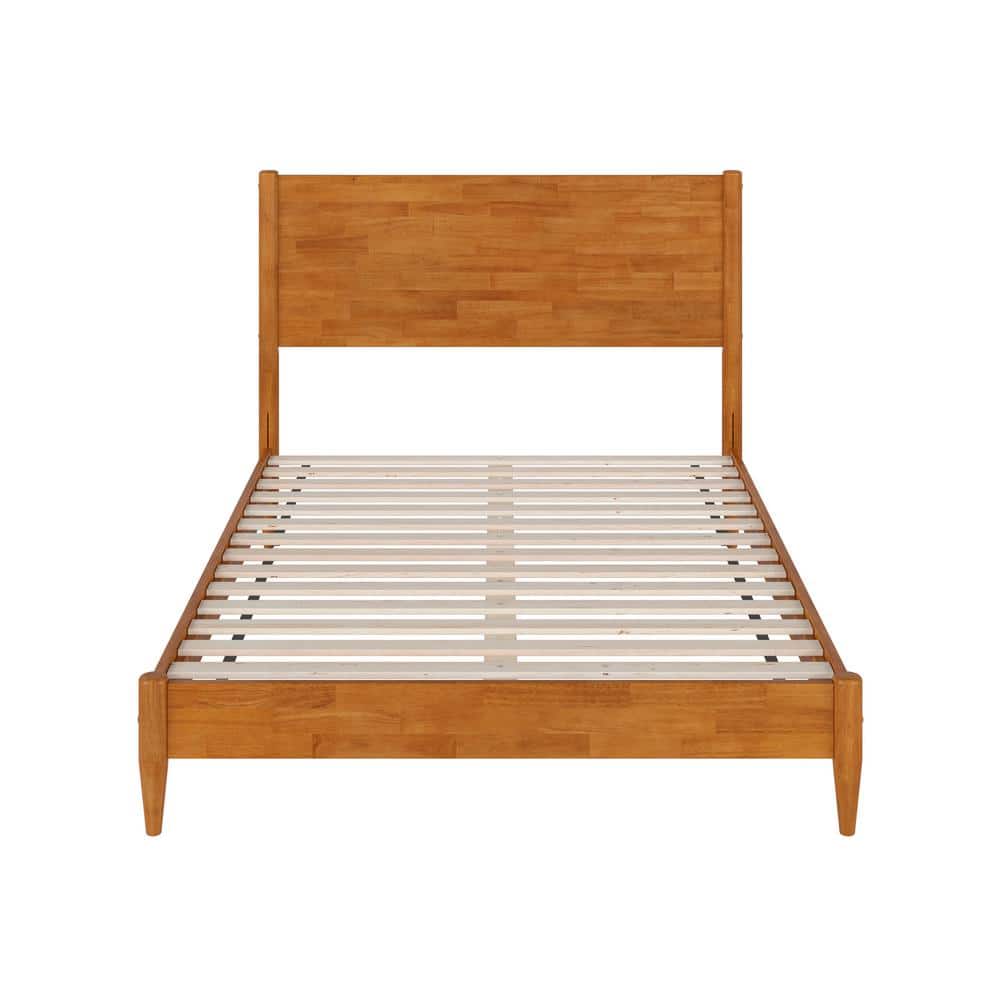 Pasadena Light Toffee Full Solid Wood Platform Bed with Headboard