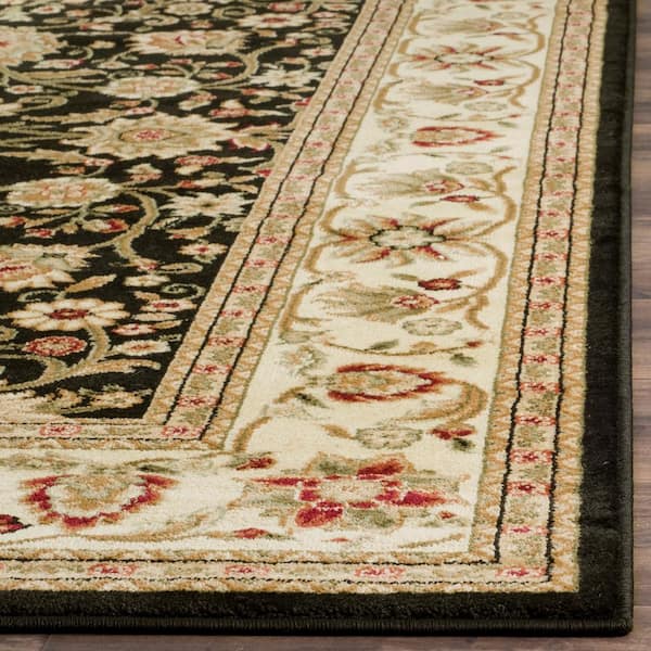Lyndhurst Black/Ivory 2 ft. x 20 ft. Border Floral Antique Runner Rug