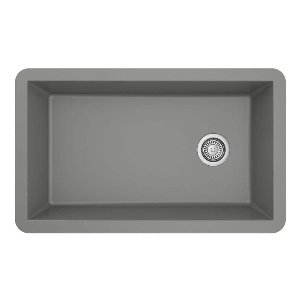 Gray Quartz Composite 32'' Single Bowl Undermount Kitchen Sink