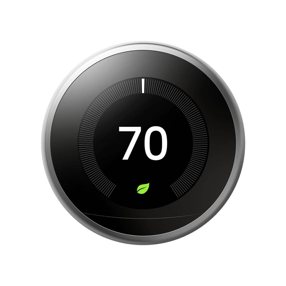 Google Nest Learning Thermostat Smart Wi-Fi Thermostat Stainless Steel  T3007ES The Home Depot