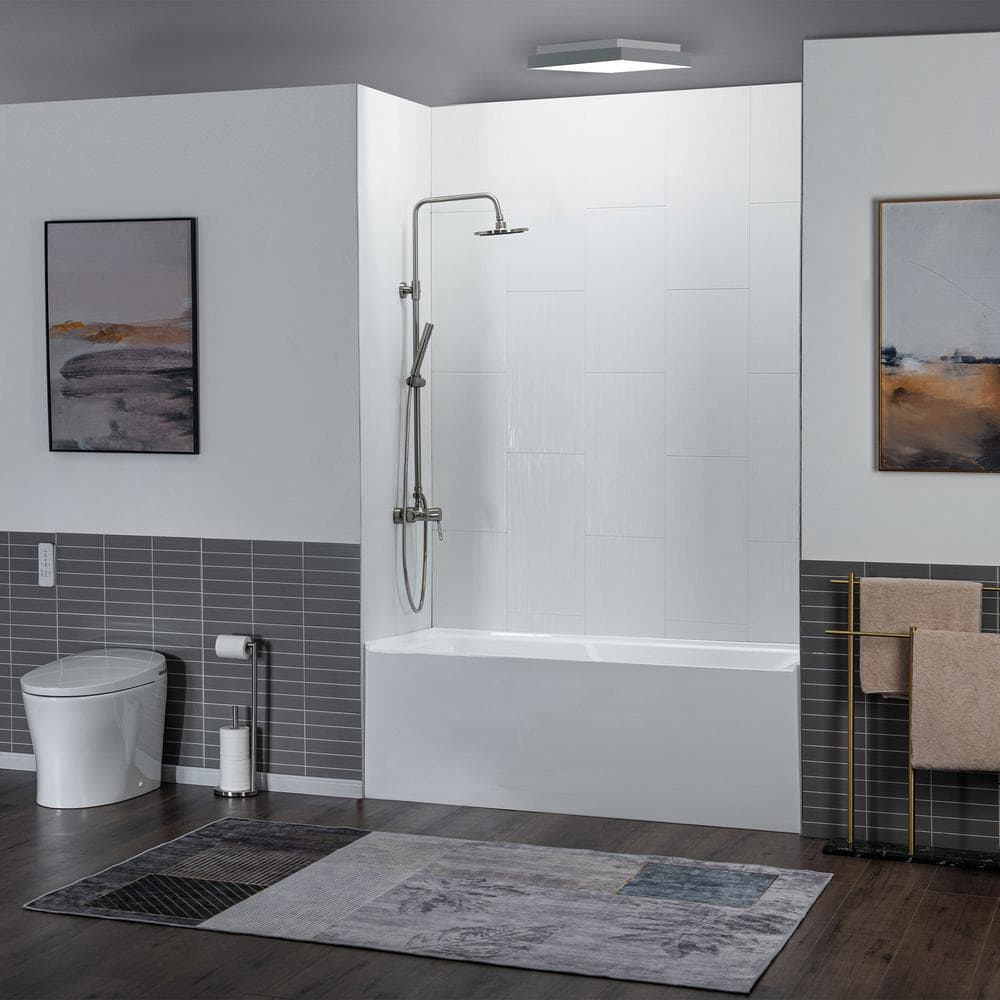 Flint 60'' x 30'' White Acrylic Alcove Soaking Bathtub