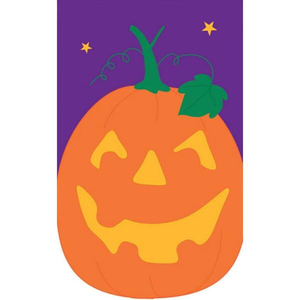 Evergreen 1 ft. x 1-1/2 ft. Applique Silhouettes Happy Jack-O-Lantern Flag