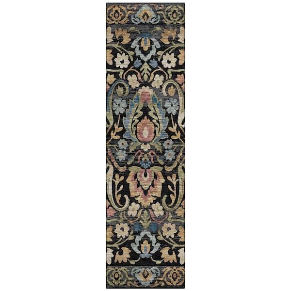 Addison Rugs Chantille Machine Washable Indoor/Outdoor Abstract ACN2193 Black 2 ft. 3 in. x 7 ft. 6 in. Runner Rug