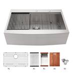 16-Gauge Stainless Steel 33 in. Single Bowl Farmhouse Apron Kitchen Sink with Bottom Grid