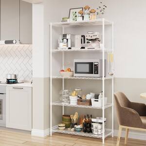 5-Tier Heavy Duty Steel Wire Shelving Unit in White (16 in. W x 36 in. H x 72 in. D)