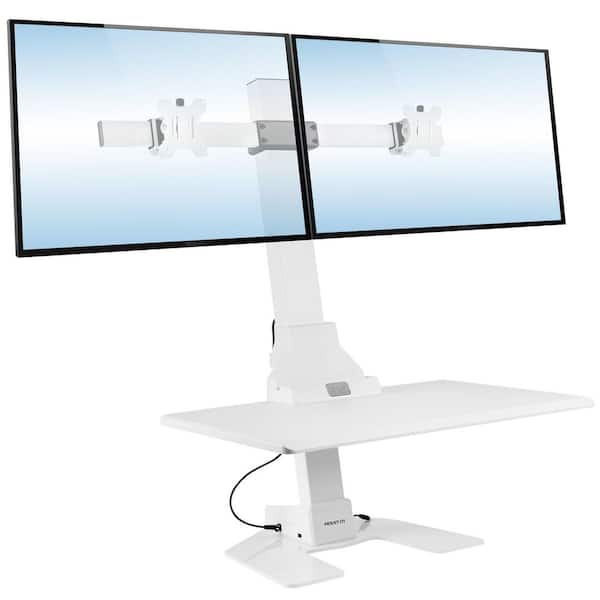28 in. Electric Sit-Stand Desk Converter for 2 Monitors-White