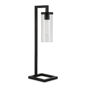 26 in. Clear Modern Integrated LED Bedside Table Lamp with Clear Glass Shade