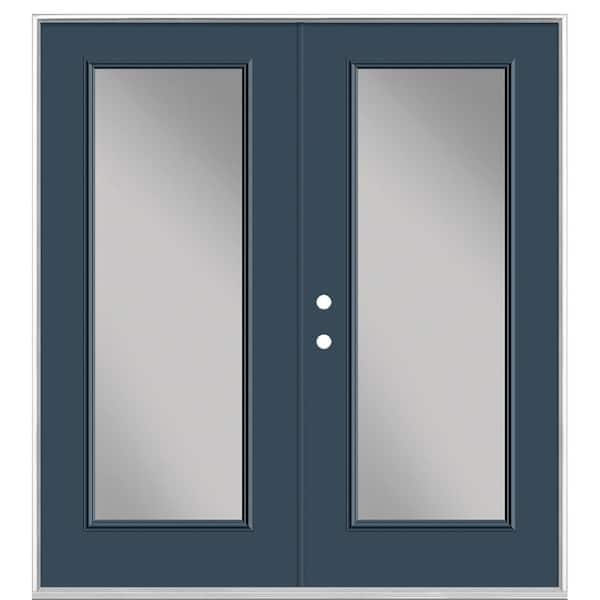 72 in. x 80 in. Night Tide Steel Prehung Right-Hand Inswing Full Lite Clear Glass Patio Door without Brickmold