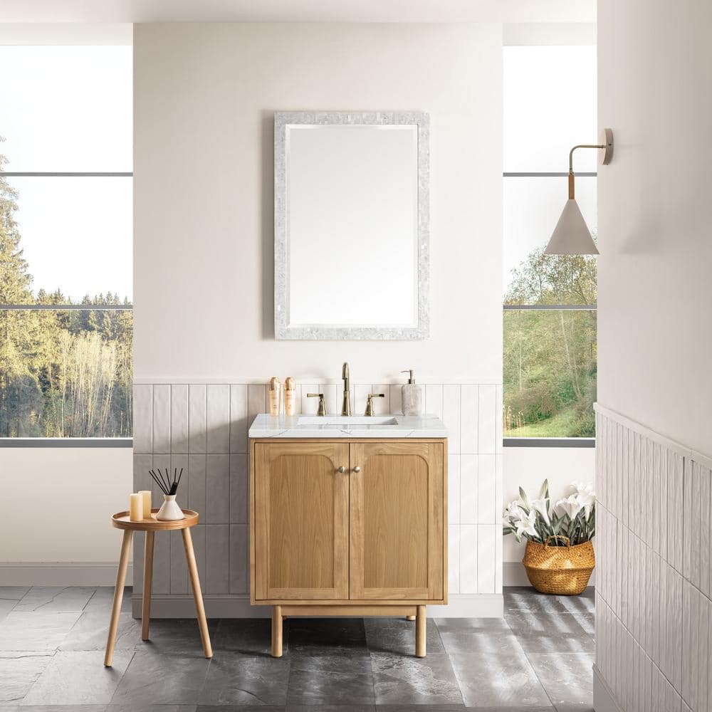 Laurent 30.0 in. W x 23.5 in. D x 34.2 in . H Bathroom Vanity in Light Oak with Ethereal Noctis Quartz Top price history on PriceWatchPro
