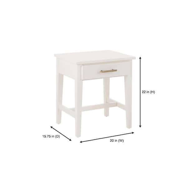 Bellamy Rectangular Ivory Wood 1 Drawer End Table (20 in. W x 22 in. H)