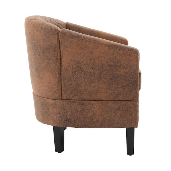 HOMEFUN Modern Coffee Microfiber Wood Frame Accent Arm Chair with